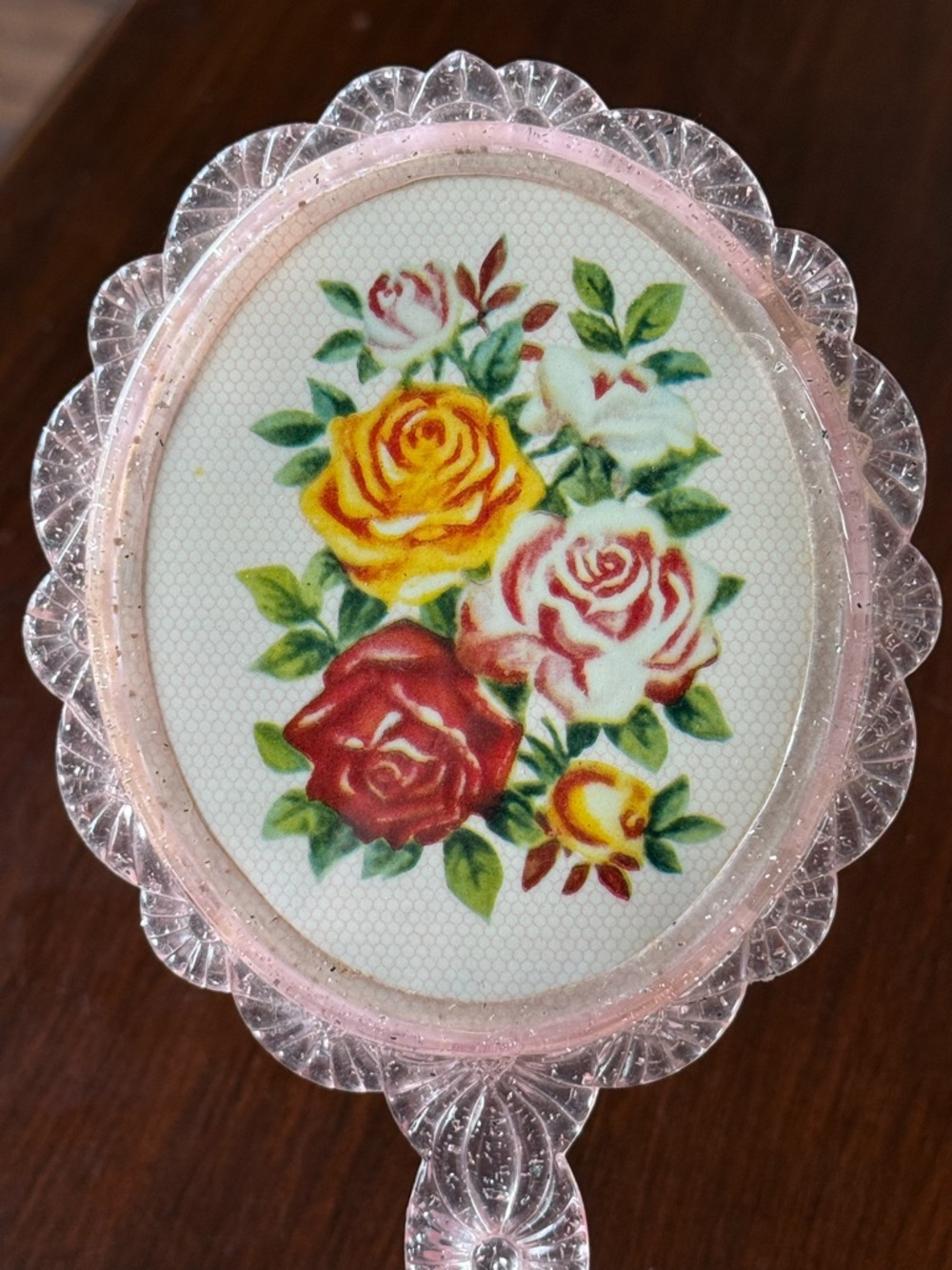 ✨ Vintage 1950s Pink Hand Mirror and Brush Set - Picture 3 of 5